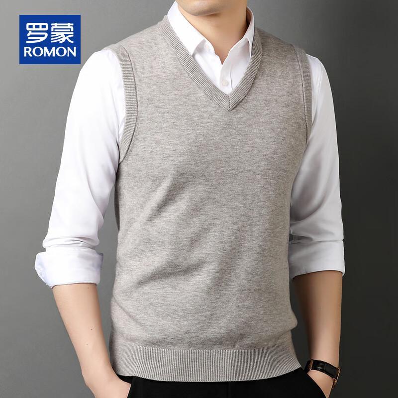 ROMON Men's V-Neck Knitted Business Casual Vest