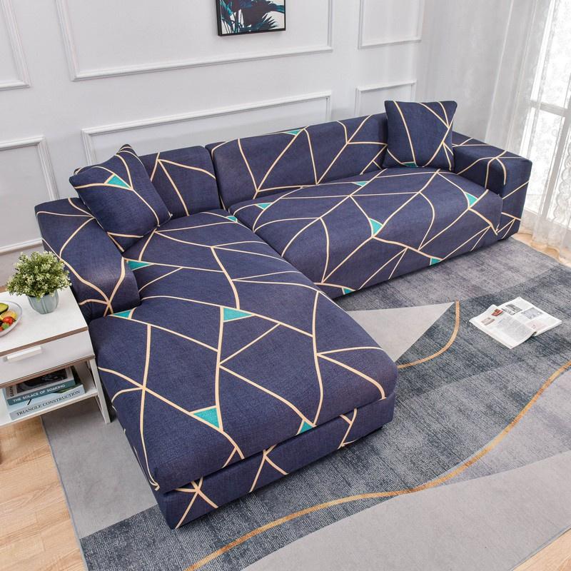 Geometric Sofa Covers For Living Roomastic Corner Couch Cover Sectional Corner L Shaped Chaise Longue Slipcover Funda De Sofá
