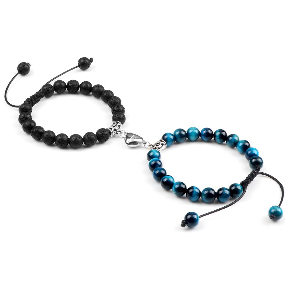 Magnetic Heart Bracelet Pair - Handmade Woven Design for Couples or Best Friends