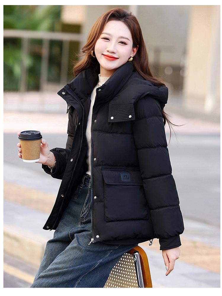 Women’s Short Hooded Windproof Thicken Warm Winter Jacket With Adjustable Hem