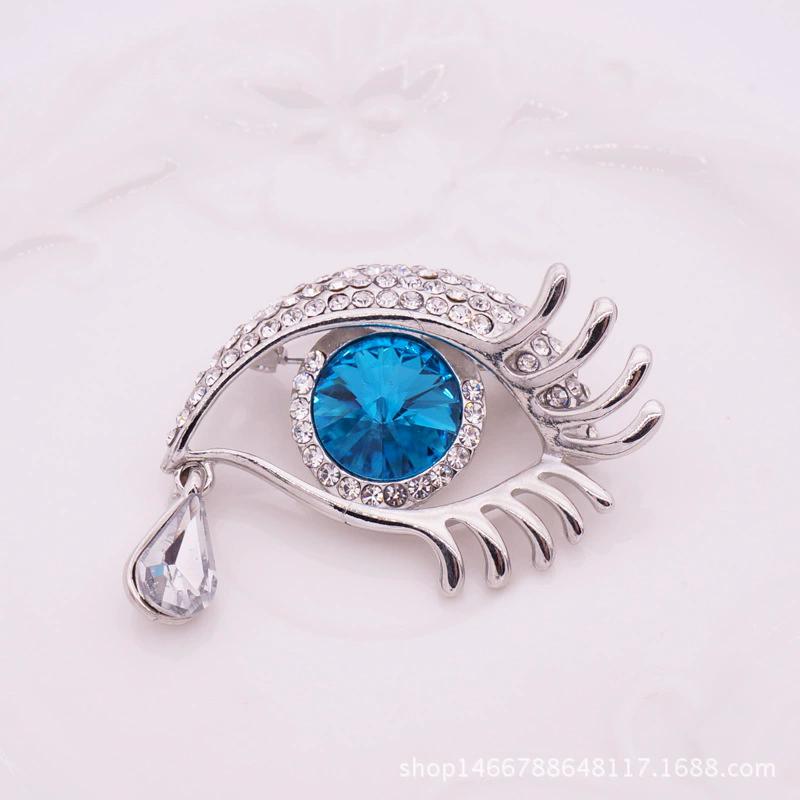 Waterdrop Crystal Eyes Brooches For Women Rhinestone Enamel 4-color Eyes Office Causal Brooch Pins Gifts