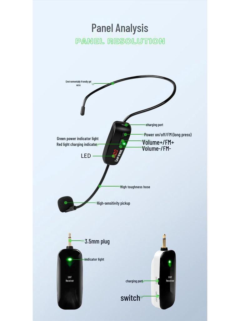Wireless Microphone with Small Amplifier for Teacher's Headset & Trolley Speaker