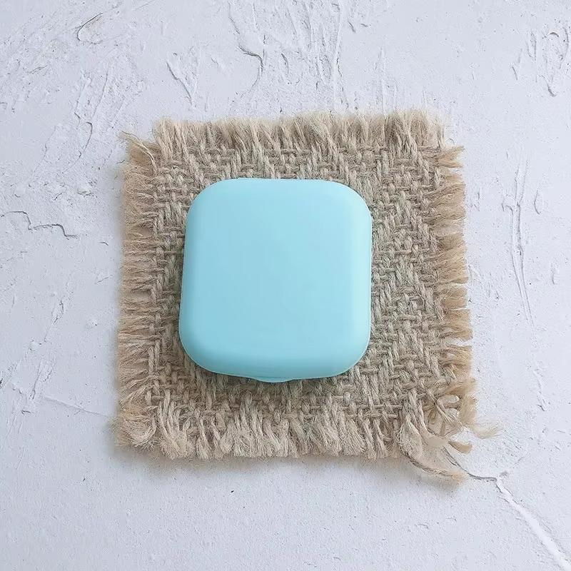 

1 шт. Мини квадратный футляр для контактных линз с зеркалом для женщин, цветная коробка для линз, контейнер для глаз, милые дорожные наборы зелёный