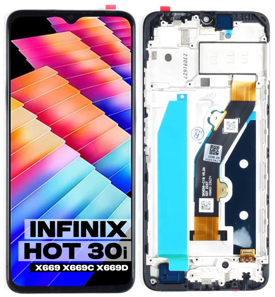 Original Infinix Hot 30I X669 X669C X669D Lcd Display + Touch Screen (Remanufactured) Black Frame