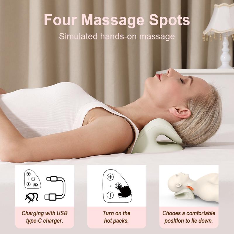 Rechargeable Neck Stretcher with Heat Warmth Corrective Massage Shoulder Neck Relief Pillow Neck Protection  Better Sleep