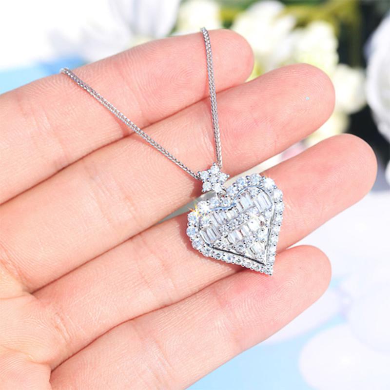 Luxury Bling Aaa Zircon Love Heart Shape Pendant Necklace For Women Anniversary Birthday Girls Gift Statement Necklace Jewelry