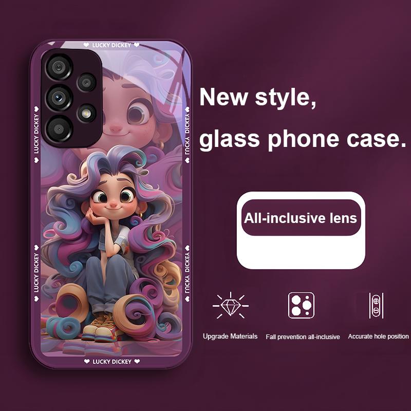 

Закаленное Стекло Чехол Для Телефона Для Samsung Galaxy Note 8 9 S10 Plus S20 S21 FE S23 Ultra A70 72 73 50 51 52 53 Досуг Мультяшная Девочка Samsung S23 Plus