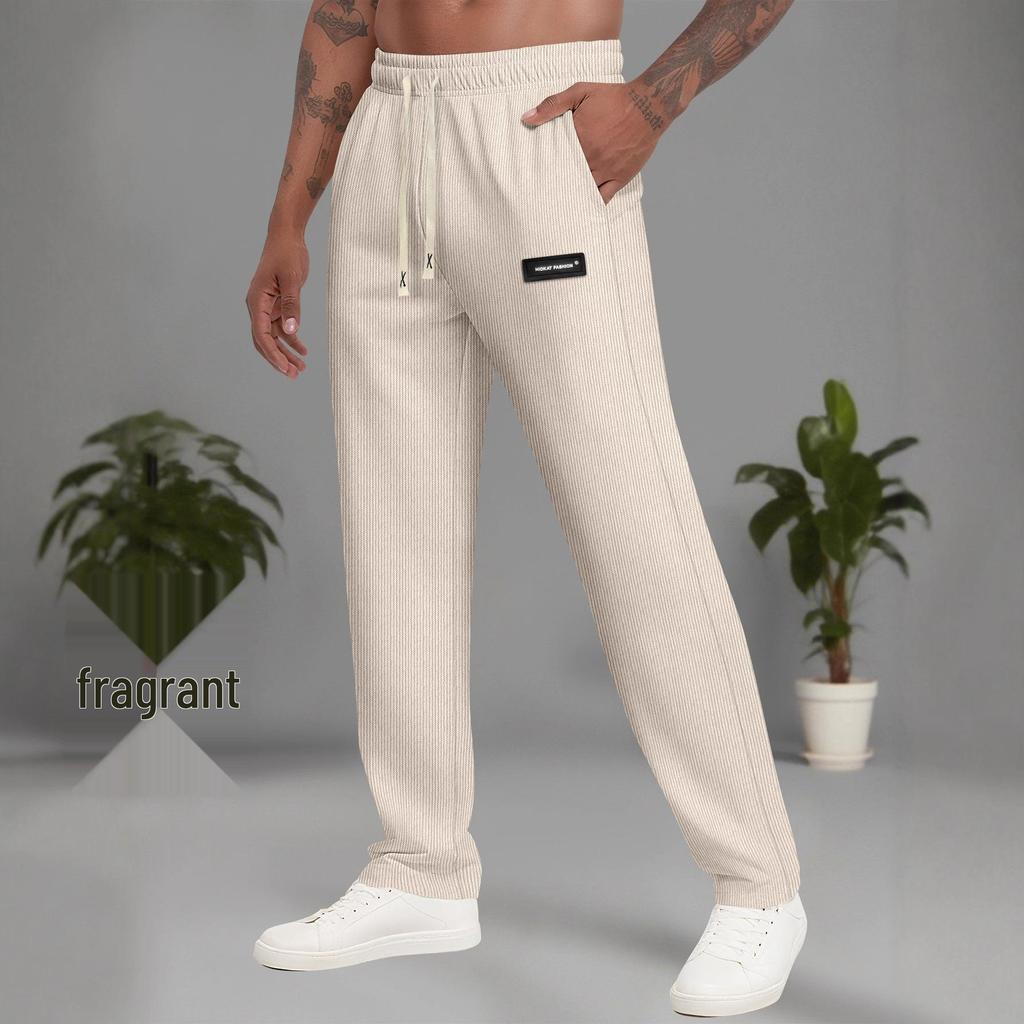 Men's Chenille Corduroy Loose Straight-Leg Pants - Comfortable, Versatile Sweatpants for College Students.
