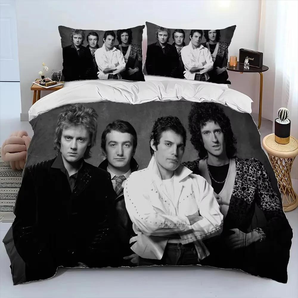 Mode Rockband Queen Sängkläder Set Utsökt Sängförsörjningsset Påslakan Sängöverkast Set Sängklädesset Lyxig Födelsedagspresent
