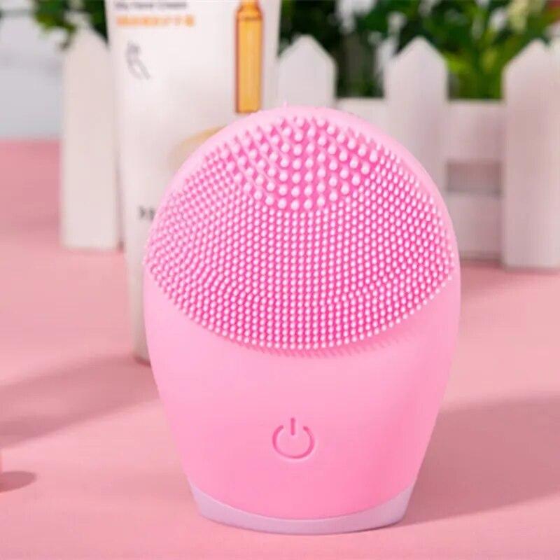 Electric Silicone Facial Cleanser Massager Ultrasonic Vibration Skin Care Massage Tools Beauty Machine Vibration Cleaning