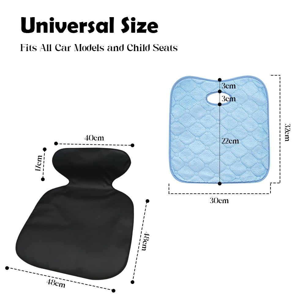 Car Seat Protector Set Universal Leather Seat Guard Waterproof Baby Mat for Crumbs and Potty Training 2-in-1 - Anti-Slip + Spills,