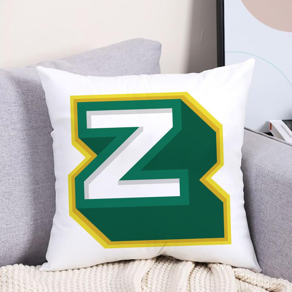 

Green 3D Alphabet Letter Effect Print White Square Pillow Case Cushion Cover Adult Children Home Housewarming Birthday Gifts M
