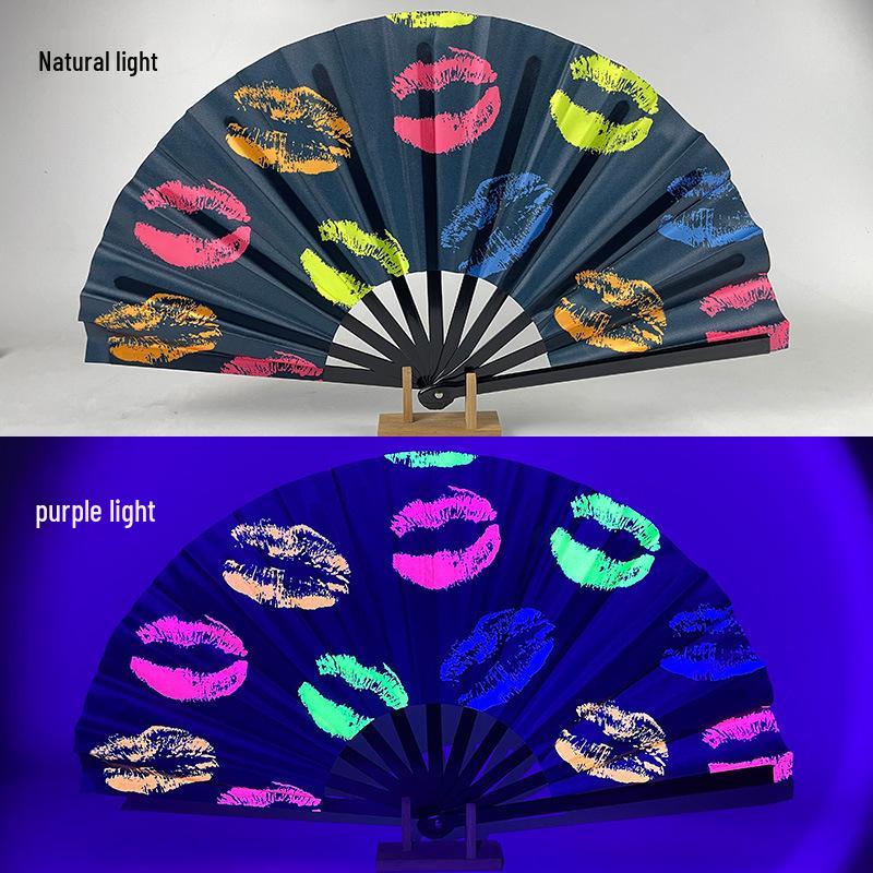 Leuchtender faltbarer Kung-Fu-Party-Fächer mit UV-fluoreszierender Leuchtkraft