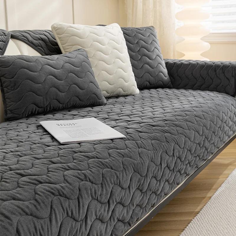 

Роскошные зимние теплые мягкие бархатные стеганые диванные полотенца, секционные L-образные чехлы для диванов, короткие плюшевые нескользящие чехлы для диванов 70x70cm 1pc