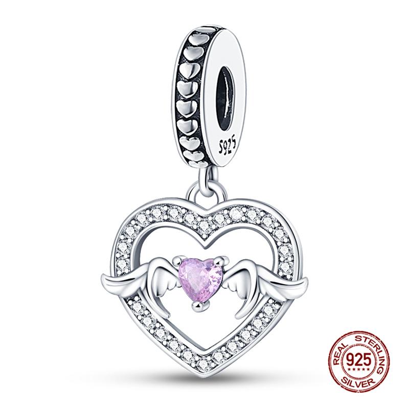 Copper Love Heart Mother & I Love You Pave Heart Charms Fits Original 3Mm Bracelets Necklace Women Diy Fine Jewelry Gift