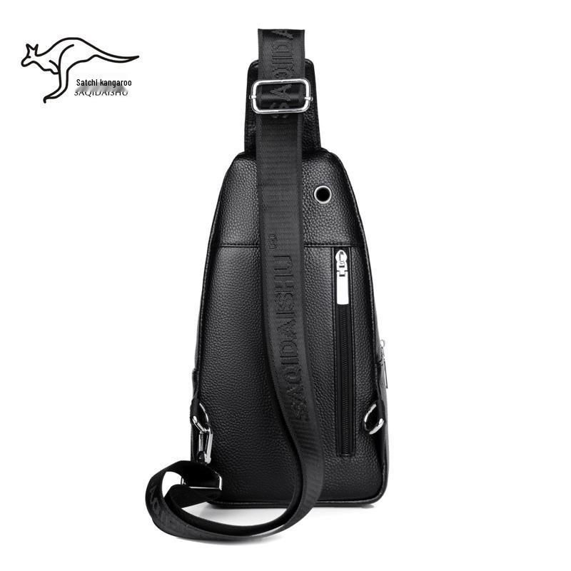 Satchi Męska Torba Crossbody ze Skóry Kangurzej na Klatkę Piersiową - Modny Casualowy Plecak ze Skóry Bydlęcej
