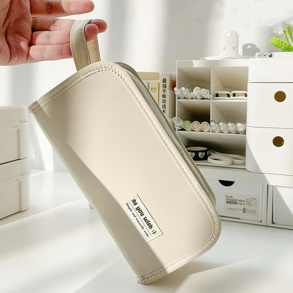 Double-sided Pencil Bag Pen Case 5 Compartments Multi Pocket Handbag Storage Pouch for Stationery School