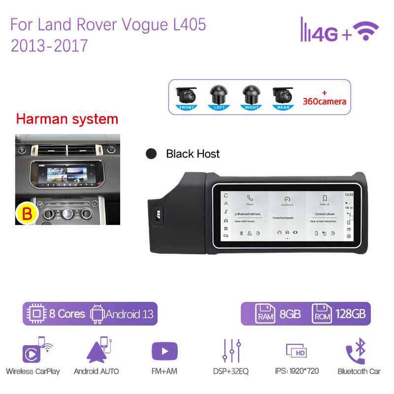 12.3" Car Multimedia Player For Land Rover Vogue L405 2013-2017 GPS Navigation Radio Android13 8+128G CarPlay 4G Host 360Camera
