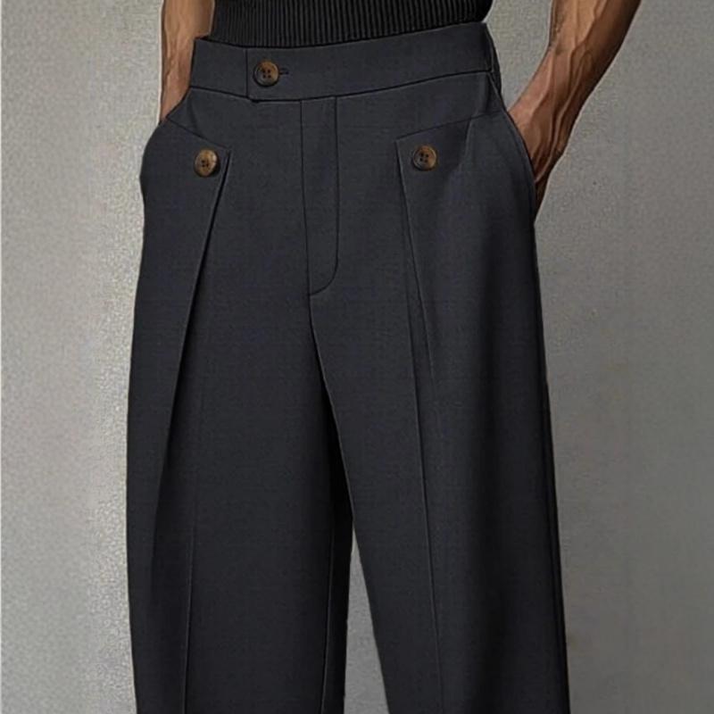 Men's straight-leg anti-wrinkle no-iron business casual trousers with premium drape