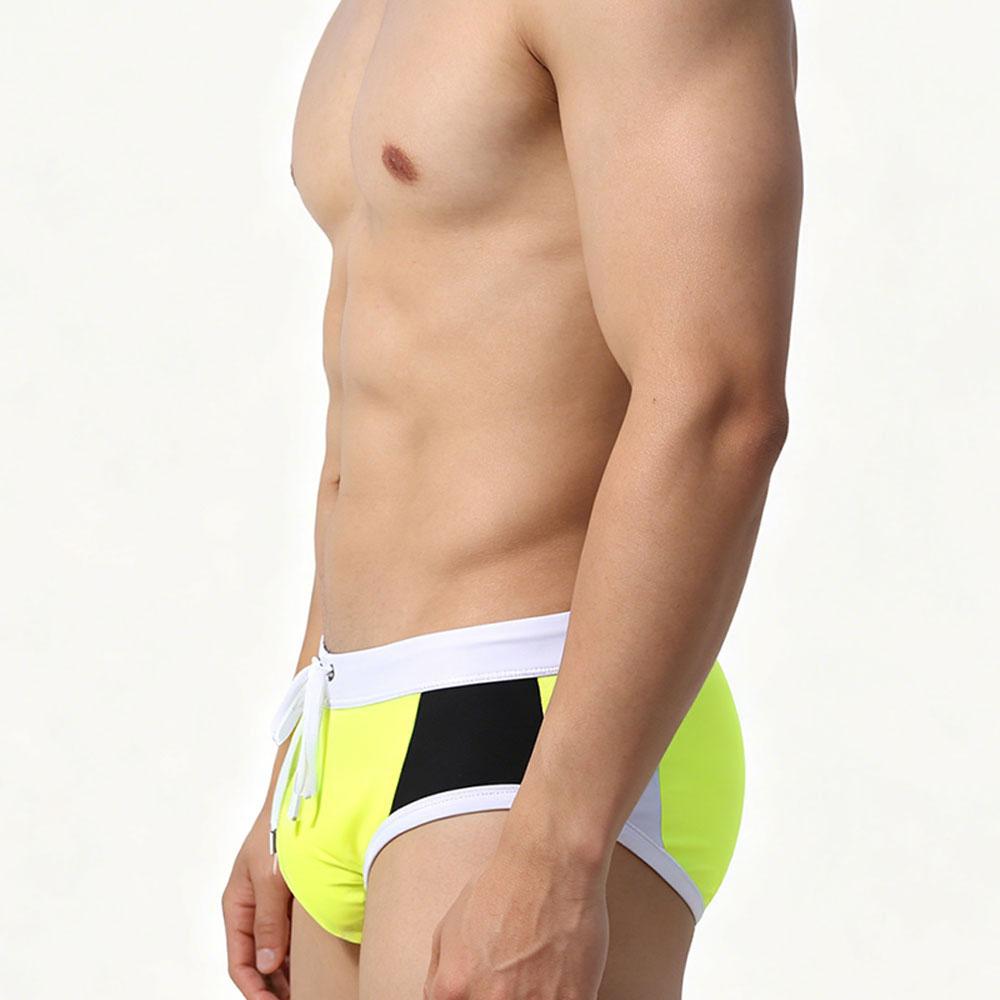 Heren Laag Uitgesneden Zwembroek Nylon Mesh Paneel Sneldrogend Elastische Contour Zakje Sexy Kleurblok Zwemkleding Voor Mannen