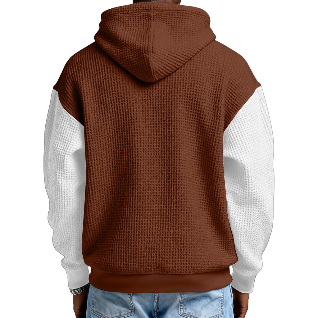 Men's Fashion Trendy Half Zipper Hooded Hood Pullover Thickened Texture Hoodie
