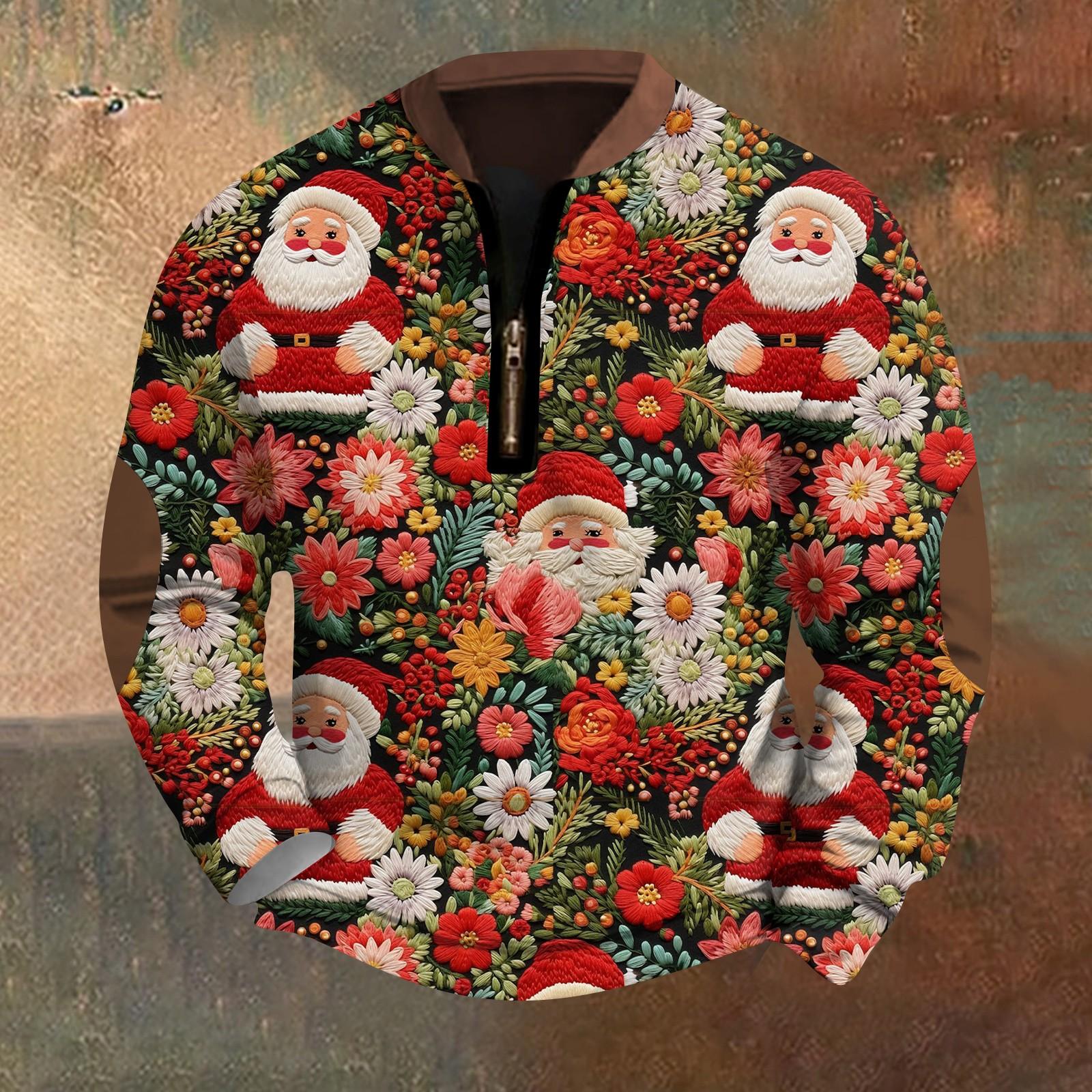 

Мужская модная повседневная свободная толстовка с длинным рукавом и застежкой-молнией на половину воротника с камуфляжным принтом XL арбуз красный