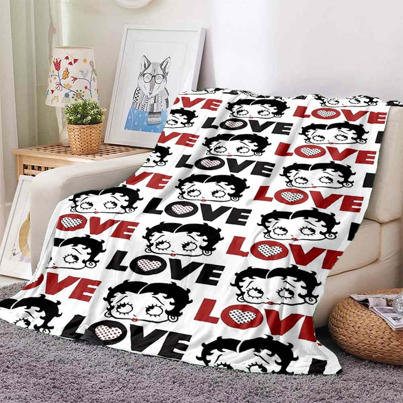 2026 New Model Cartoon B-Bettyy-Boopp Blanket Flannel Sofa Bed Warm Plush Office Comfortable Portable Gift Picnic Blanket