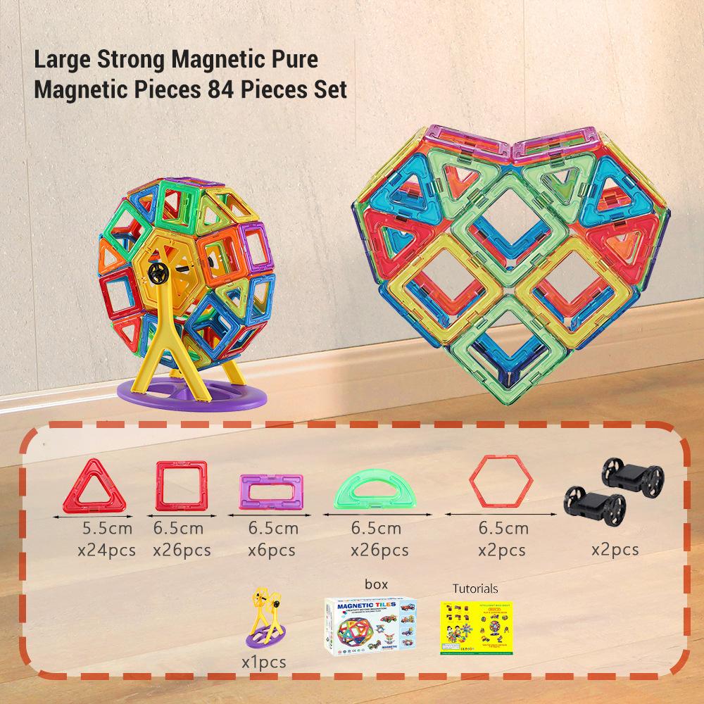 30-168PCS Big Size Magnetic Toys DIY Designer Construction Magnetic Building Blocks Kit Kids Educational Toys Gifts