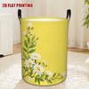 1pc Laundry Basket, Modern Yellow And White Floral Printed Round Storage Basket with Black Handles - Suitable for All Seasons, Space-Saving Home Decor