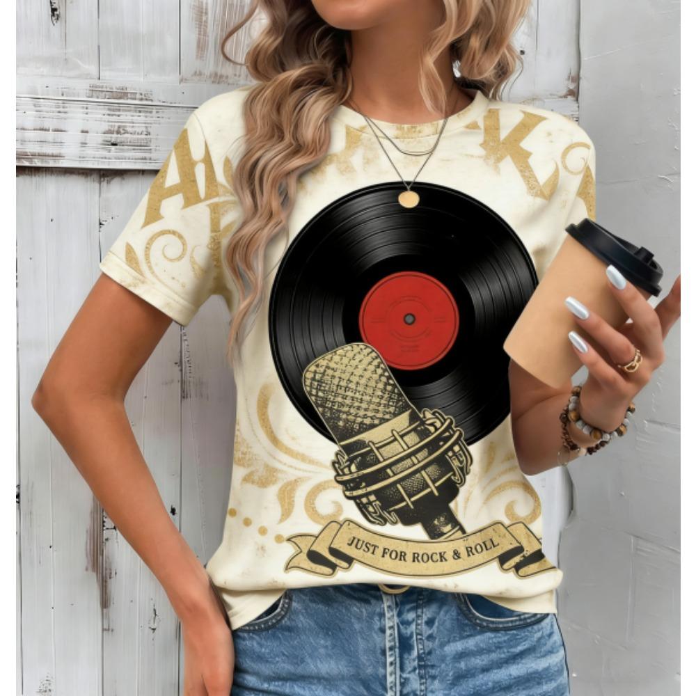

Summer Fashion Rock 3D Print Women T-shirts Streetwear Casual Short Sleeve O-neck Women Tees Tops Clothing XXS