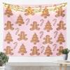 Merry Christmas Tapestry Xmas Ornaments Wall Hanging Blanket Snowman Snowflake Wall Art for Living Room Bedroom Decoration