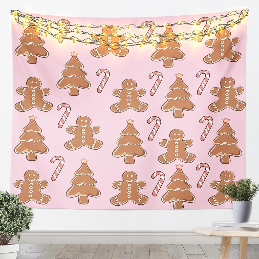 Merry Christmas Tapestry Xmas Ornaments Wall Hanging Blanket Snowman Snowflake Wall Art for Living Room Bedroom Decoration