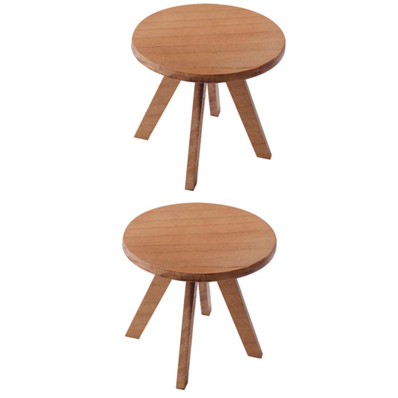 1/12 Dollhouse Simulation Mini Round Tea Coffee Table Model Dollhouse Wooden Furniture Decoration Dolls House Pretend Play Toys