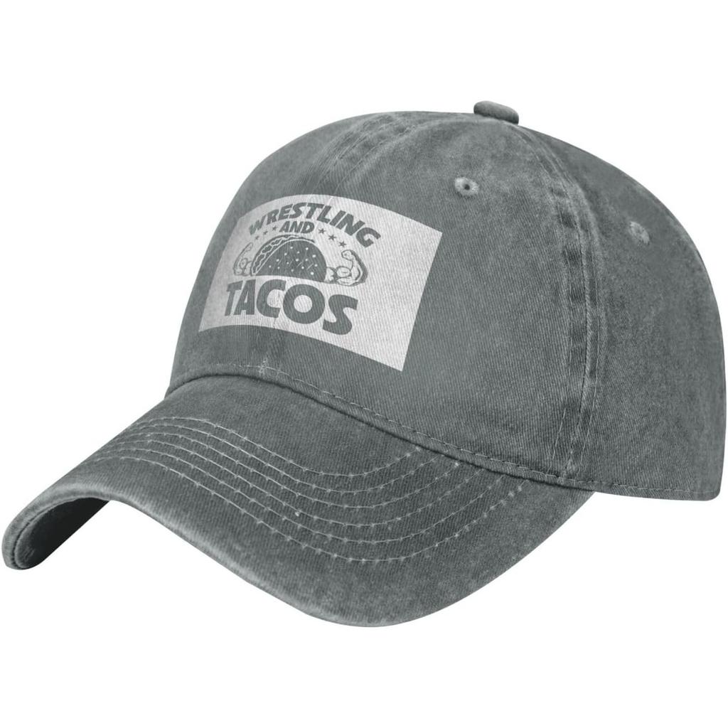 Wrestling and Tacos Baseball Cap Washed Cotton Casual Curved Brim Adjustable Dad Hat for Unisex Women