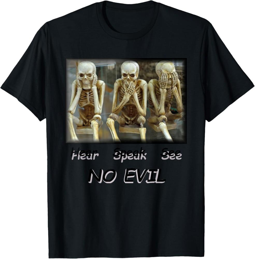 

Skeletons Hear Speak See No Evil Halloween Gift Unisex T-Shirt S