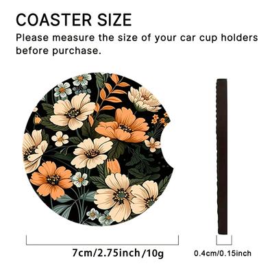 2PCS Car Cup Absorbent Pad, Car Anti Slip Cup Pad, Heat Insulation Pad