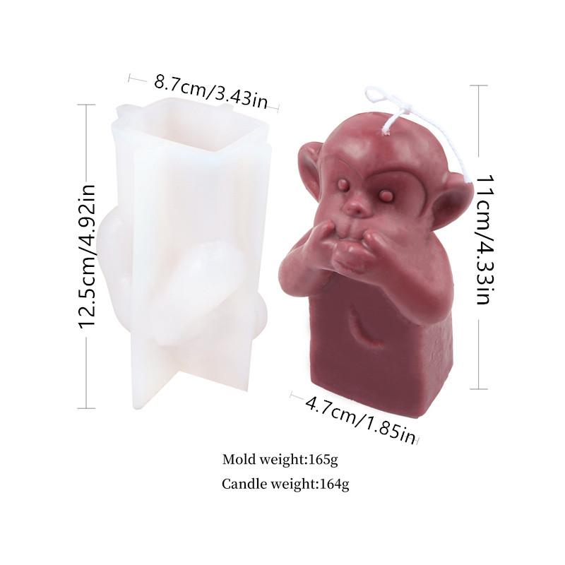 

3D Monkey No Look No Listen No Say Silicone Mold DIY Handmade Animal Soap Plaster Crafts Resin Casting Mould Scented Soy Candle