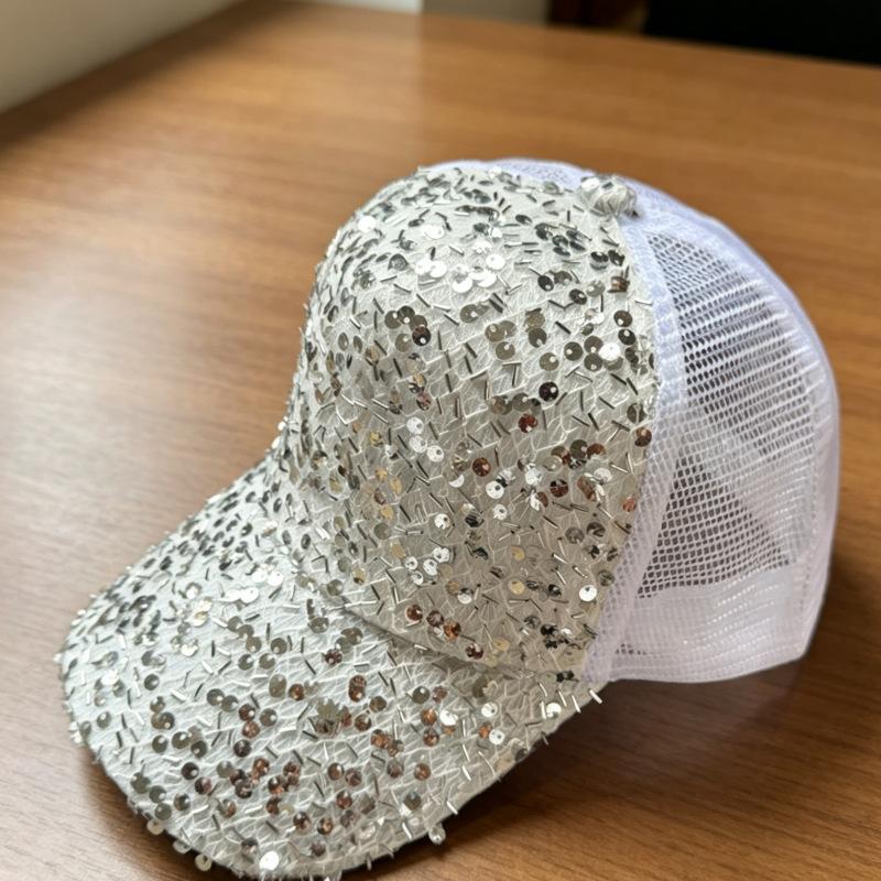 Sequin Net Hat Female Tide Summer Cap Fashion Show Face Small Cap Round Face Baseball Cap Spring Spot