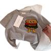 Kids Summer Short Sleeve T Shirt with 3D Fries and Burger Print for Boys and Girls