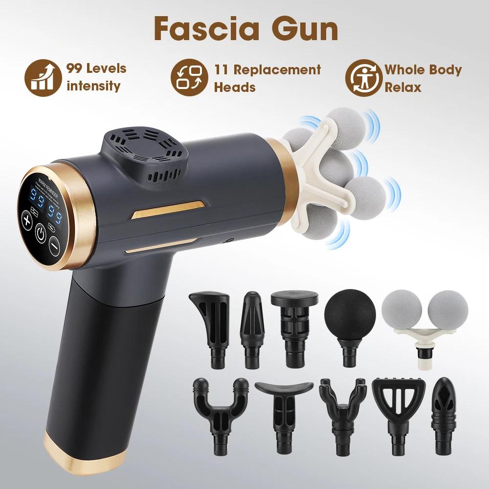 24W High Power Fascia 99 Speed Levels 11 Heads 8mm Deep Tissue Muscle Massager Electric Body Relaxation Massage Gun