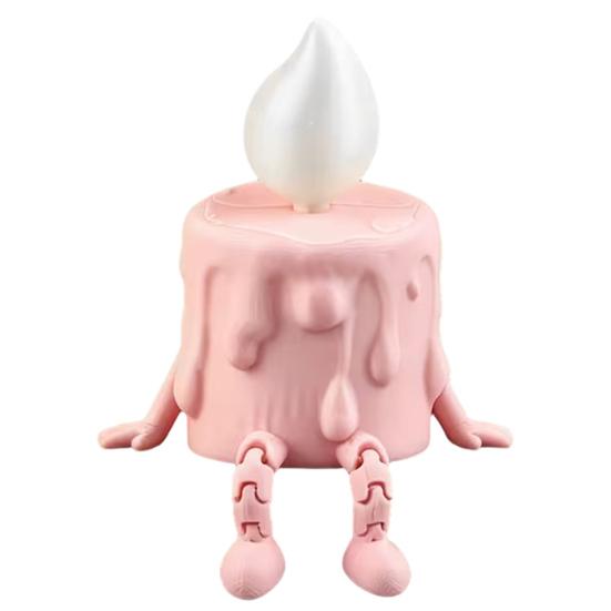 Tabletop Decorative Candle Figure 3D Printing Ornament, Wax Liquid Texture Dripping Sculpture with Smooth Surface Printed Movable Joints, Adjustable