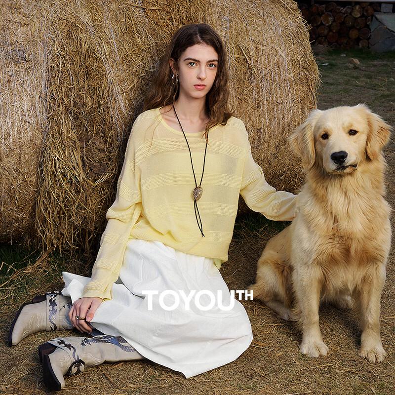 Chuyu Women's Lyocell Round Neck Loose Knit Top