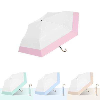 Paraguas para Mujer Mango Curvo Gancho Paraguas Plegable Ligero Parasol Paraguas Recubrimiento Negro Protección Solar UV Paraguas Opaco