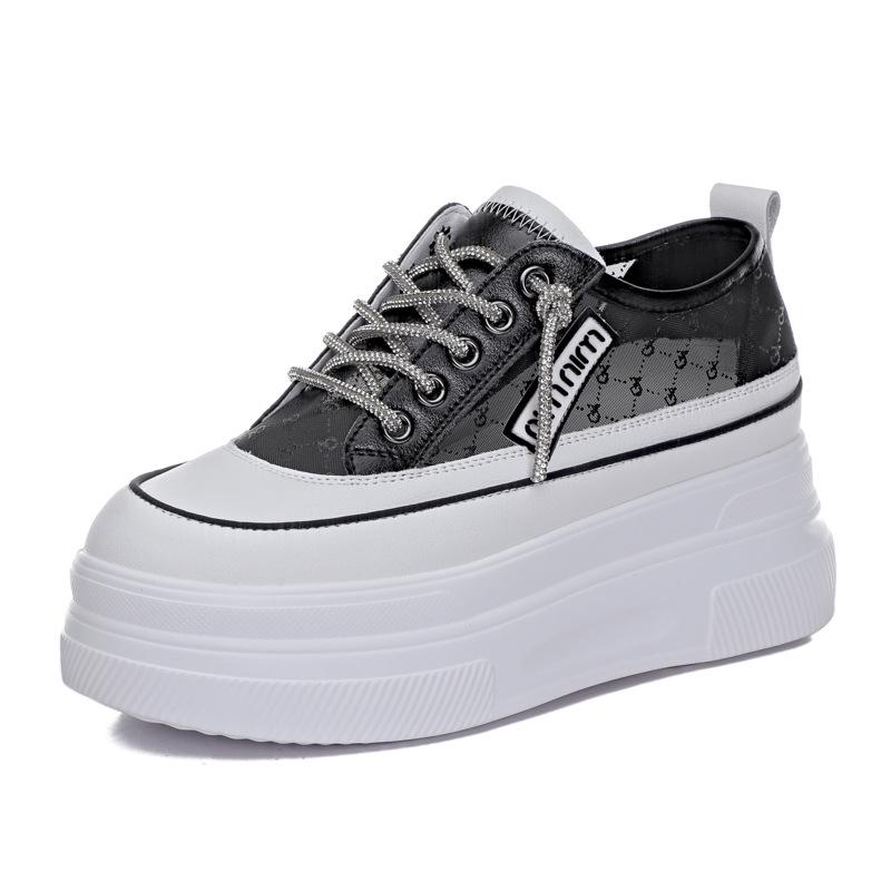 Trendy autumn new thick-soled inner height increase casual versatile net shoes female student shoes