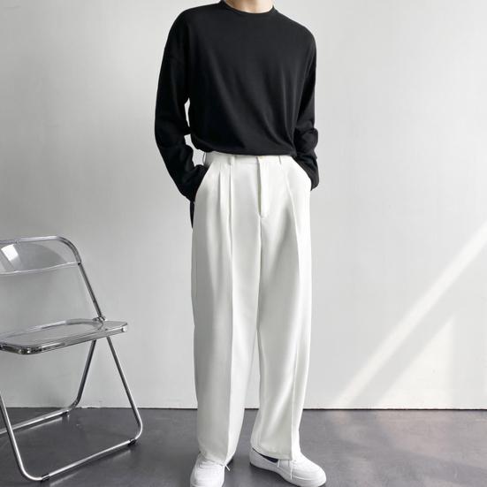 Anti-verformte Business-Hose, lockere, stilvolle Frühlings-Herbst-Mittlere Taille, gerade, weites Bein, Freizeithose