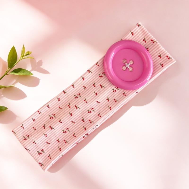 Retro Ins Style Cute Print Button Headband Women Y2K Sweet Cool Hair Accessories Cute Sweet Dating Hair Band