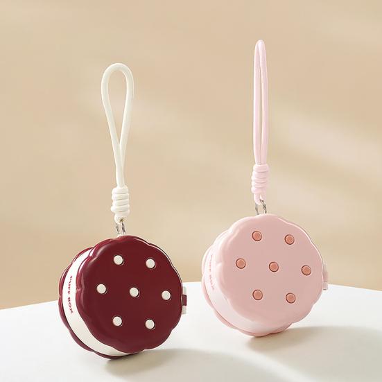 Round Powder Puff Box Double-Tier Wet And Dry Separation Makeup Puff Case Portable Makeup Sponge Organizer with Lanyard for Women Girls Travel Storage