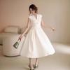 Robe d'été française élégante sans manches - Jupe midi à nœud torsadé avec design sexy