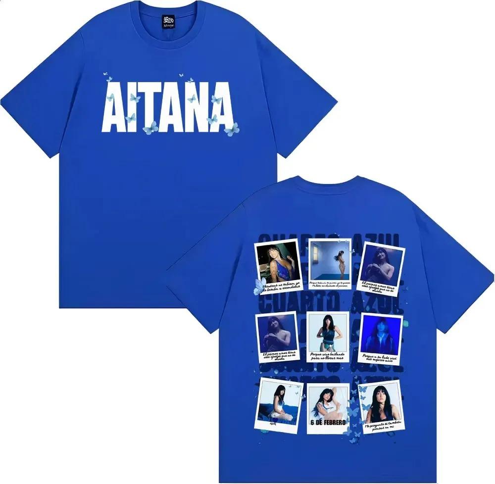 

Aitana Cuarto Azul 4 de Febrero Photo Collage Graphic Print Casual Short Sleeve Music Streetwear T-Shirt XL