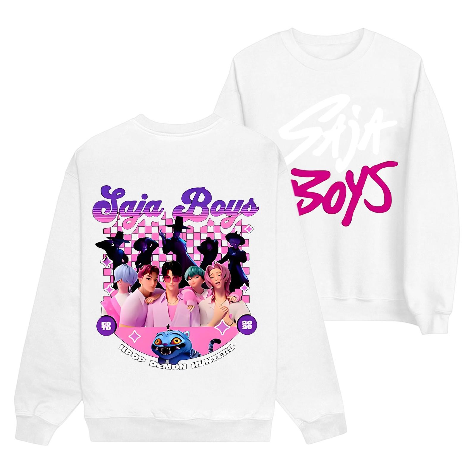 

Женская мода повседневный принт повседневный длинный рукав круглый вырез толстовка топ XL белый